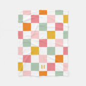 Farbenfrohes Schachbrett-Monogramm Fleecedecke (Vorderseite)