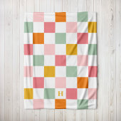 Farbenfrohes Schachbrett-Monogramm Fleecedecke