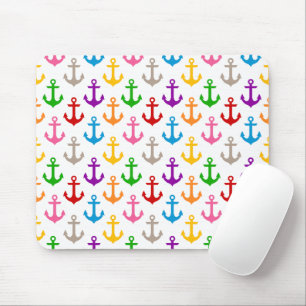 Farbenfrohes Schiff-Anker-Design Weiß Mousepad