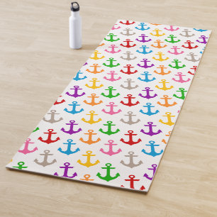 Farbenfrohes Schiff-Anker-Design Weiß Yogamatte