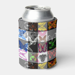 Farbenfrohes Schmetterlings-Karo-Tartan-Karo-Desig Dosenkühler