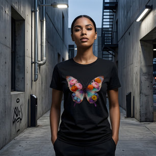 Farbenfrohes Schmetterlingshemd Florales Boho-Ästh T-Shirt
