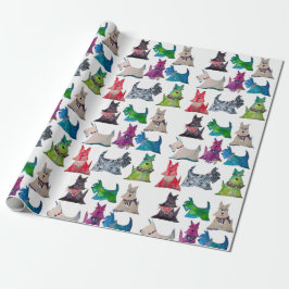 Farbenfrohes Scottie-Geschenkpapier Geschenkpapier