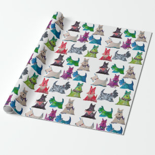Farbenfrohes Scottie-Geschenkpapier Geschenkpapier