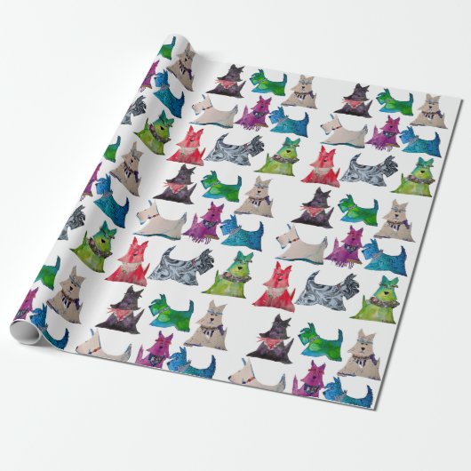 Farbenfrohes Scottie-Geschenkpapier Geschenkpapier (Ungerollt)