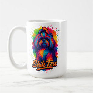 Farbenfrohes Shih Tzu Pop Art Design – Lebendiges Kaffeetasse