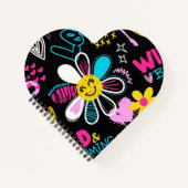 Farbenfrohes Smiley-Blumen-Graffiti-Muster  Notizblock (Vorderseite)