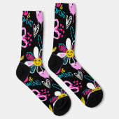 Farbenfrohes Smiley-Blumen-Graffiti-Muster  Socken (Rechts)