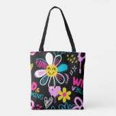 Farbenfrohes Smiley-Blumen-Graffiti-Muster  Tasche (Rückseite)