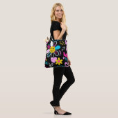 Farbenfrohes Smiley-Blumen-Graffiti-Muster  Tasche (Am Model)