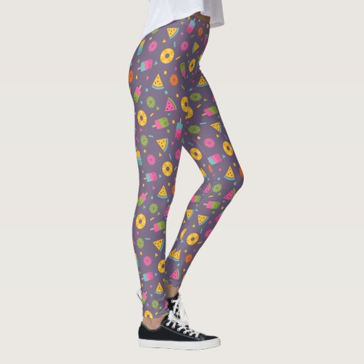 farbenfrohes Sommer-Eiscreme-Muster Leggings (Rechts)