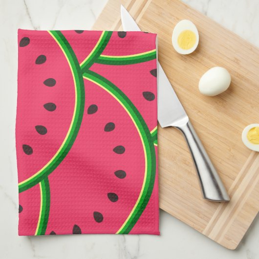 Farbenfrohes Sommer-Spaß-Wassermelonen-Muster Geschirrtuch (Viertel Falte)