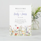 Farbenfrohes Sommer-Wildblumen-Hochzeitsprogramm Programm (Stehend Vorderseite)