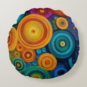 Farbenfrohes Spiral-Abstraktmuster Geometrischer W Rundes Kissen