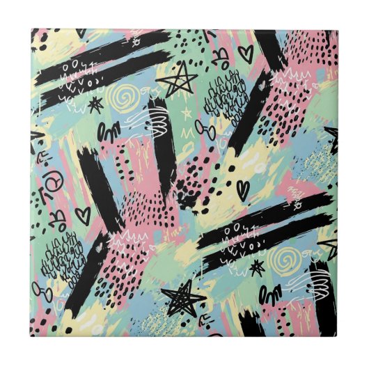Farbenfrohes städtisches Graffiti-Muster (12) Fliese (Vorderseite)