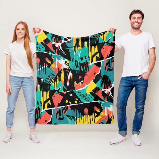 Farbenfrohes städtisches Graffiti-Muster (13) Fleecedecke (Beispiel)