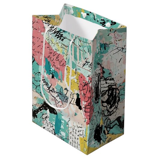 Farbenfrohes städtisches Graffiti-Muster (2) Mittlere Geschenktüte (Vorderseite Schrägansicht)