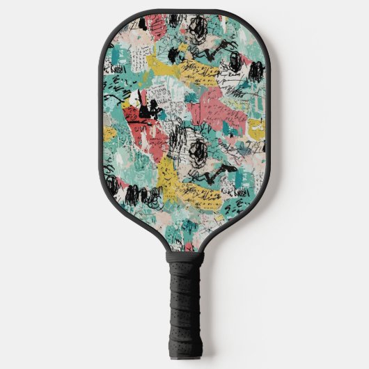 Farbenfrohes städtisches Graffiti-Muster (2) Pickleball Schläger (Vorderseite)