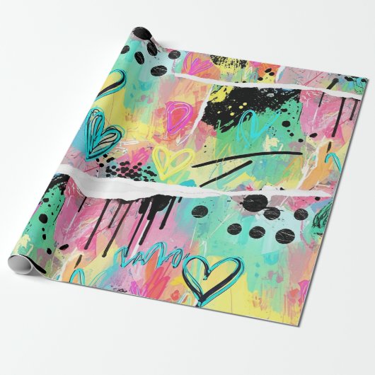 Farbenfrohes städtisches Graffiti-Muster (7) Geschenkpapier (Ungerollt)