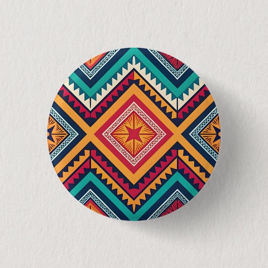 Farbenfrohes Stammesmuster Button (Vorderseite)