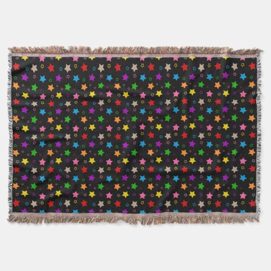 Farbenfrohes Sterne-Muster-Design Schwarz Decke (Vorderseite)