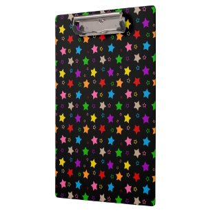Farbenfrohes Sterne-Muster-Design Schwarz Klemmbrett