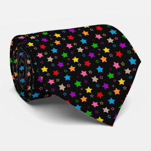 Farbenfrohes Sterne-Musterdesign Schwarz Krawatte