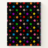 Farbenfrohes Sterne-Musterdesign Schwarz Notizblock (Rückseite)