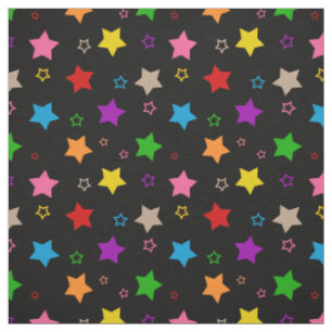 Farbenfrohes Sterne-Musterdesign Schwarz Stoff