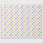Farbenfrohes Sterne-Musterdesign Weiß Geschenkpapier (Flach)