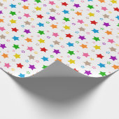Farbenfrohes Sterne-Musterdesign Weiß Geschenkpapier (Ecke)