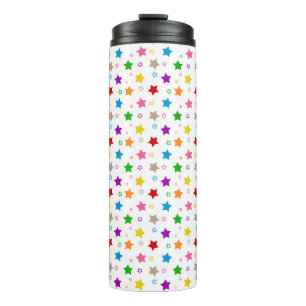 Farbenfrohes Sterne-Musterdesign Weiß Thermosbecher