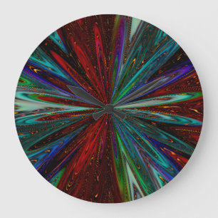 Farbenfrohes Sternenexplosions-Design Große Wanduhr