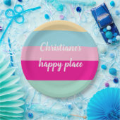 Farbenfrohes Streifen-Texttemplate Pappteller (Party)