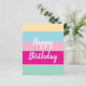 Farbenfrohes Streifenmuster Frohe Geburtstag-Flach (Stehend Vorderseite)