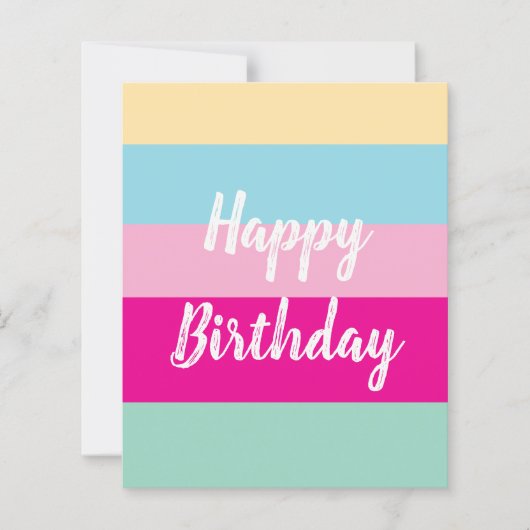 Farbenfrohes Streifenmuster Frohe Geburtstag-Flach (Vorderseite)