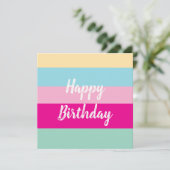 Farbenfrohes Streifenmuster Frohe Geburtstag Flach (Stehend Vorderseite)