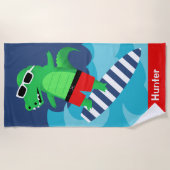 Farbenfrohes Surfen Alligator Strandtuch (Vorderseite)