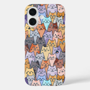 Farbenfrohes Süßes Katzenmuster Fantasie Katzen Ge iPhone 16 Hülle