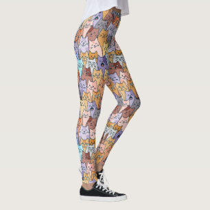 Farbenfrohes Süßes Katzenmuster Verspieltes Katzen Leggings