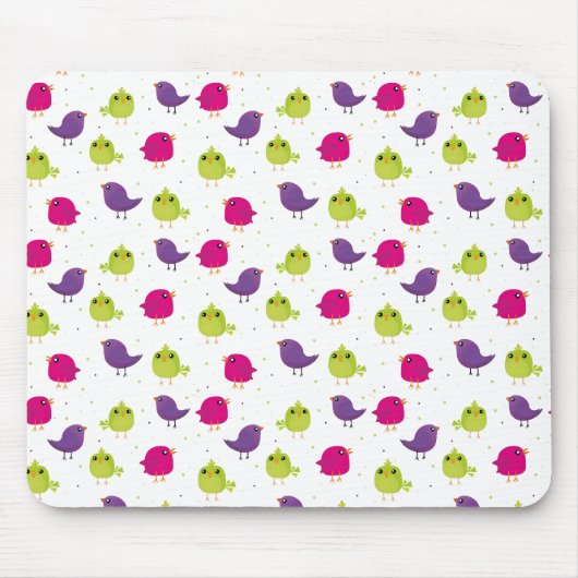 Farbenfrohes Süßes Vögel Muster Mousepad (Vorne)
