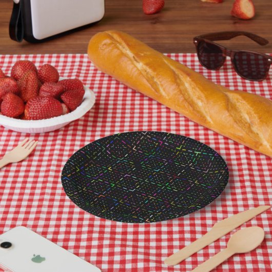 Farbenfrohes Tech-Coding-Elektronikmuster Pappteller (Picknick)