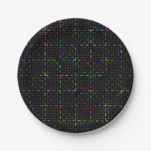 Farbenfrohes Tech-Coding-Elektronikmuster Pappteller (Vorderseite)