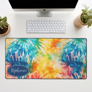Farbenfrohes Tie Dye Aquarell-Abstrakt Schreibtischunterlage