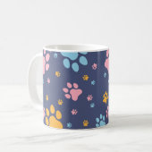 Farbenfrohes Tierpfotenabdruckmuster Kaffeetasse (Vorderseite Links)