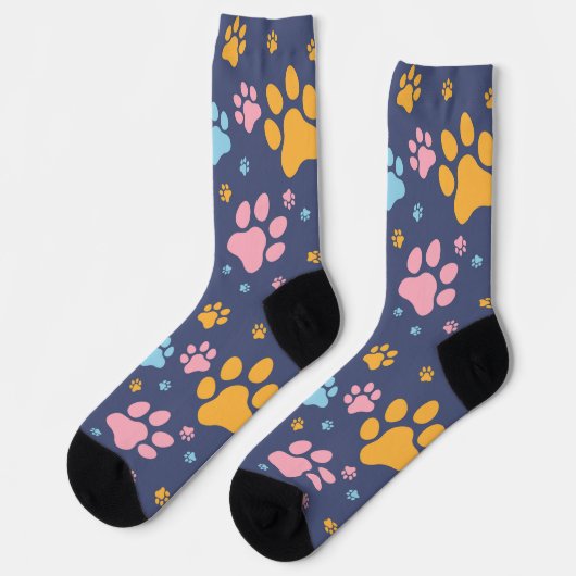 Farbenfrohes Tierpfotenabdruckmuster Socken (Linkes Detail)