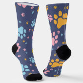 Farbenfrohes Tierpfotenabdruckmuster Socken (Gewinkelt)