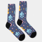 Farbenfrohes Tierpfotenabdruckmuster Socken (Rechts)