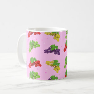 Farbenfrohes Traubenmuster auf rosa Hintergrund Kaffeetasse