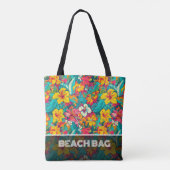 Farbenfrohes Tropische Blumen Muster Tasche (Rückseite)